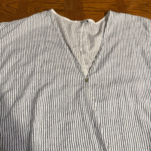 Meo Meli Linen Blend Kimono Top Cardigan Striped O/S Lagenlook Relaxed Fit Boho - Picture 7 of 16